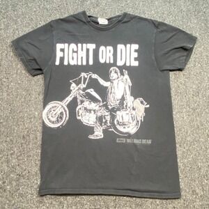 The Walking Dead Daryl Dixon Shirt Sz S Mens Black Grunge Biker Fight Or Die AMC